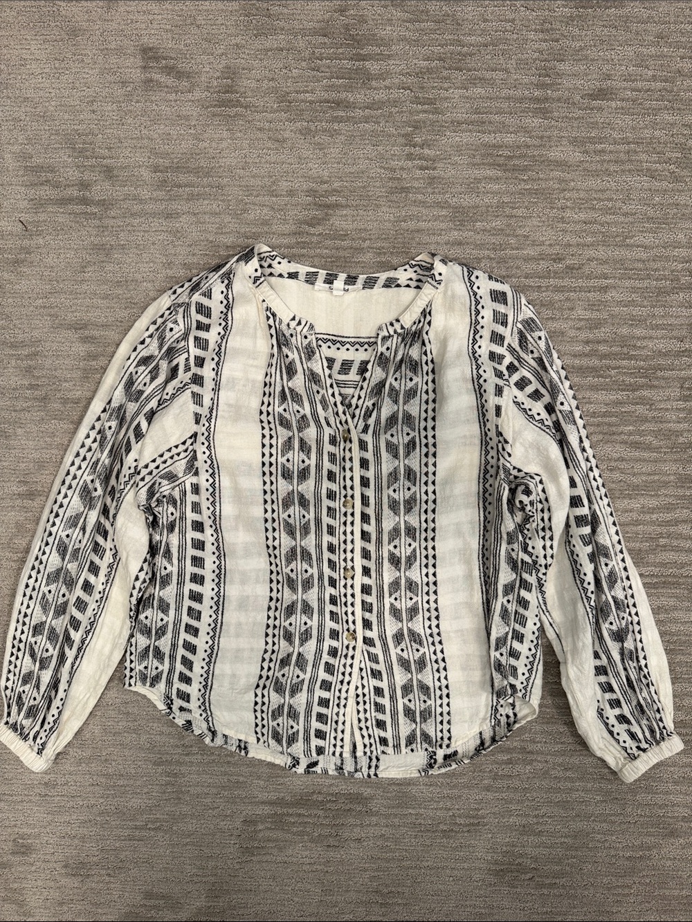 Splendid Freesia Embroidered Long Sleeve Linen Top Size Small
